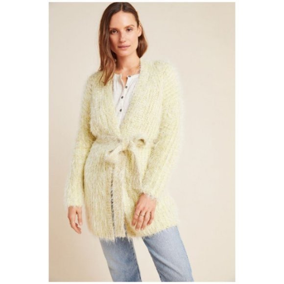 Anthropologie Larkin Shimmer Tie Waist Cardigan S - Picture 1 of 11